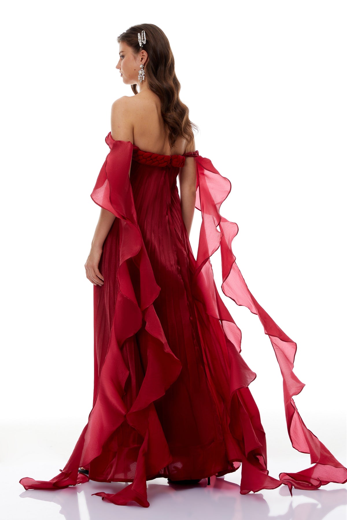 Alexandra Red Ruffled Maxi Dress with Shirred Bodice (Final Sale)