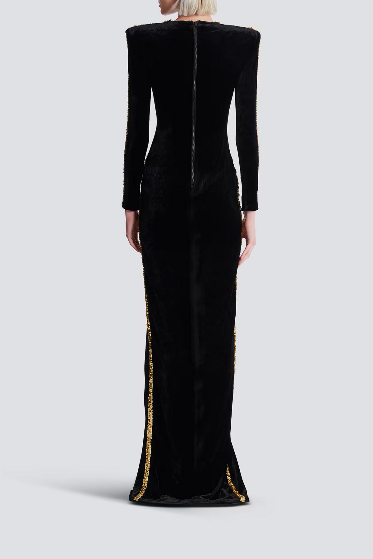 Anna Black Crystal Embellished Front Slit Maxi Dress (Final Sale-US Only)