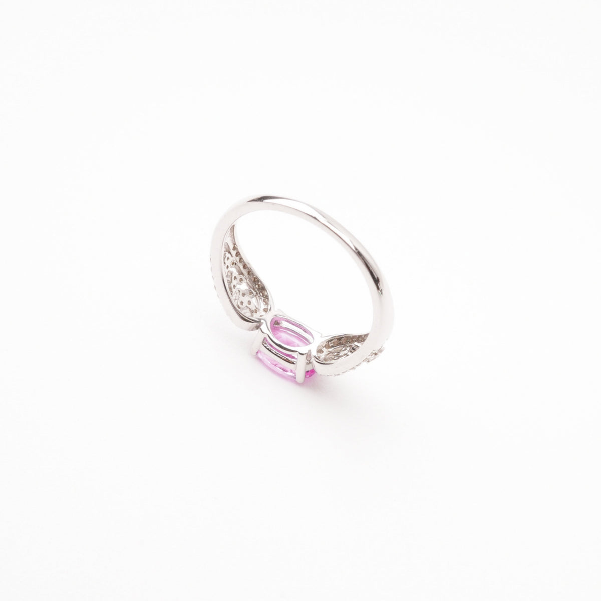 Anne Pink Oval Cut Gemstone Infinity Crystal Sterling Silver Ring