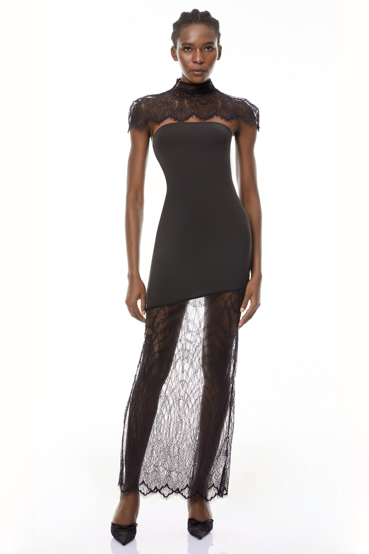 Arianna Black Floral Lace Shawl & Dress Matching Set (Final Sale-US Only)