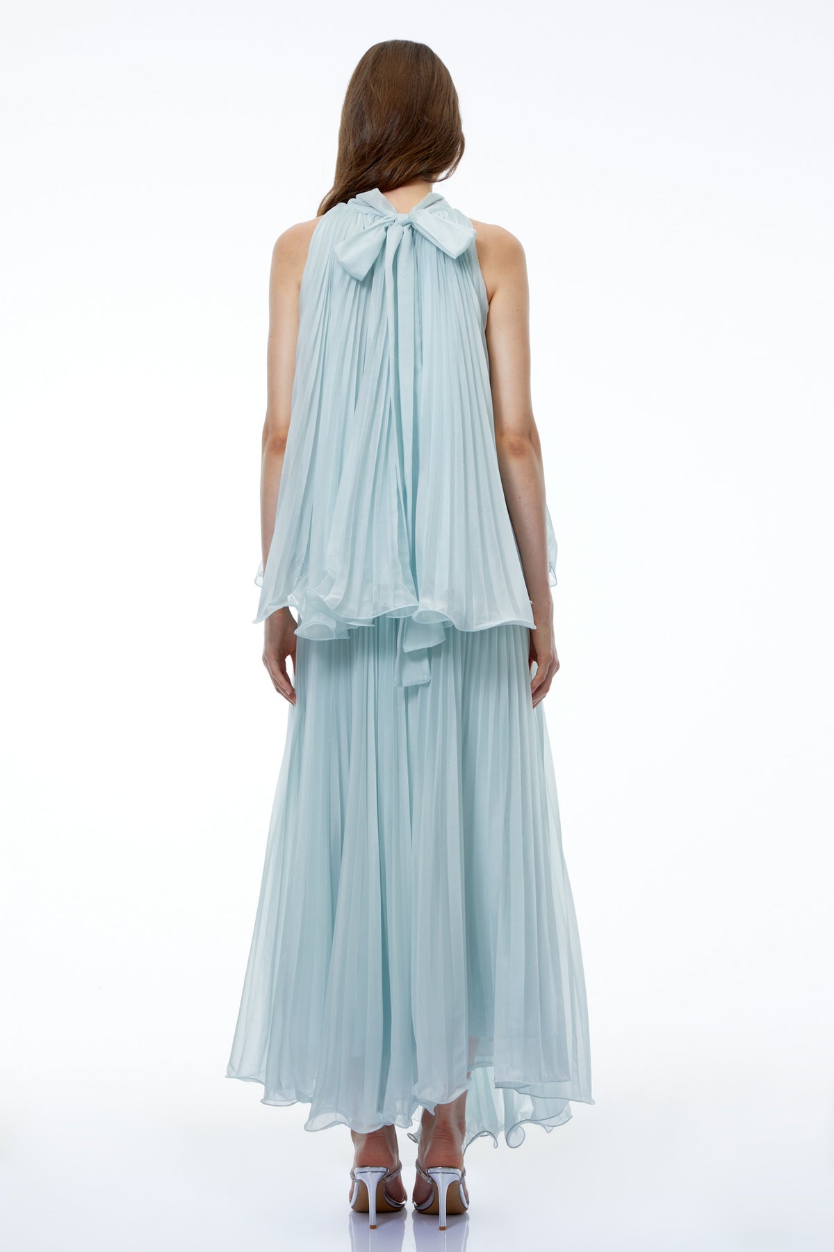 Arohanui Blue Pleated Top & Skirt Set