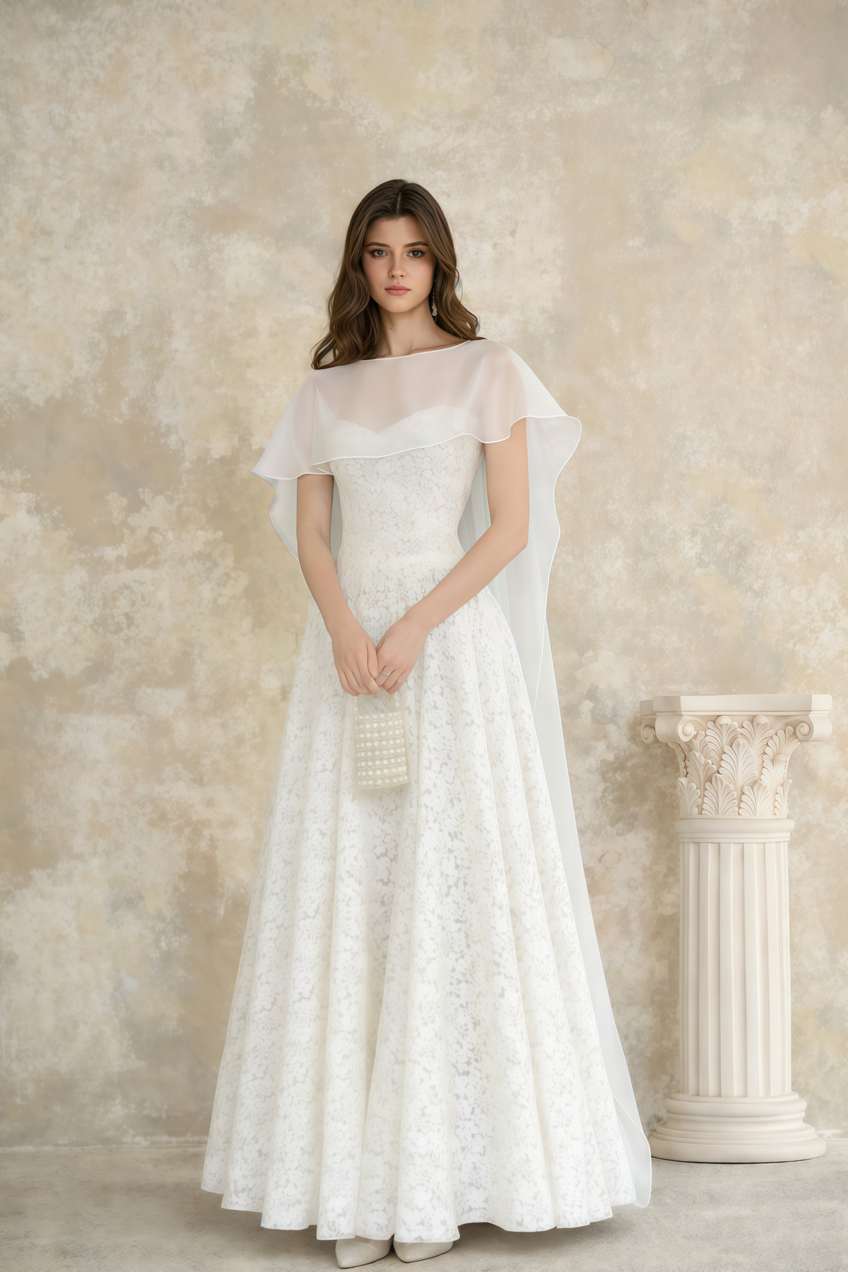 Aulera White Floral Lace Maxi Gown