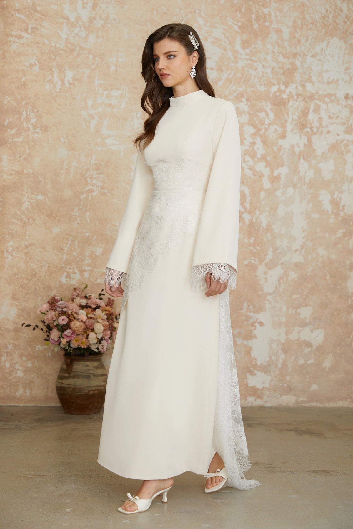 Aurora White Floral Lace Maxi Dress