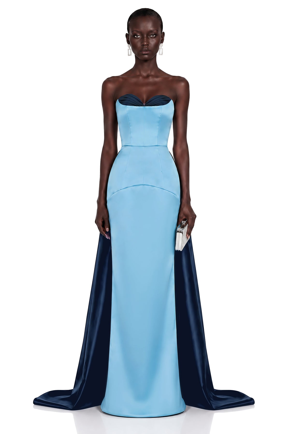 Bircan Blue Color Block Maxi Dress