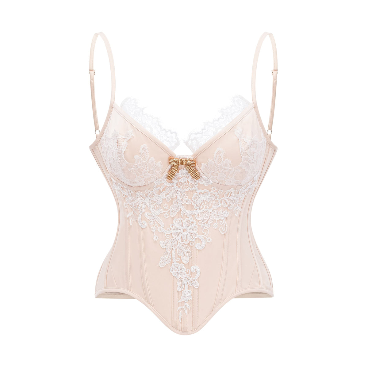 Blanca Champagne Lace Panel Top & Skirt Set