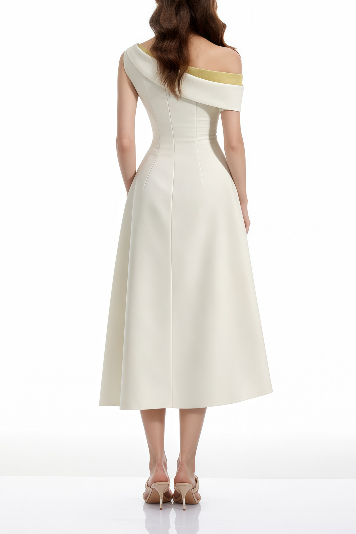 Blossom White One Shoulder Ruched Midi Dress