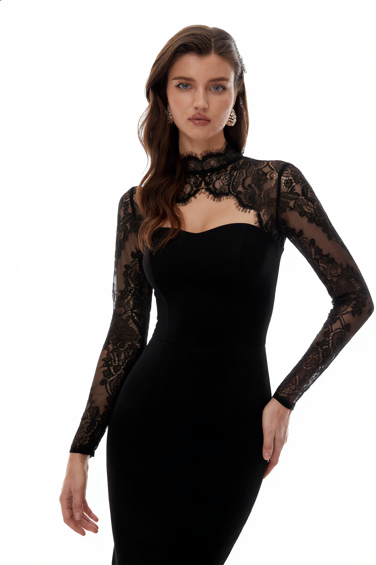 Bokamoso Black Lace Panel Maxi Gown (Final Sale-US Only)