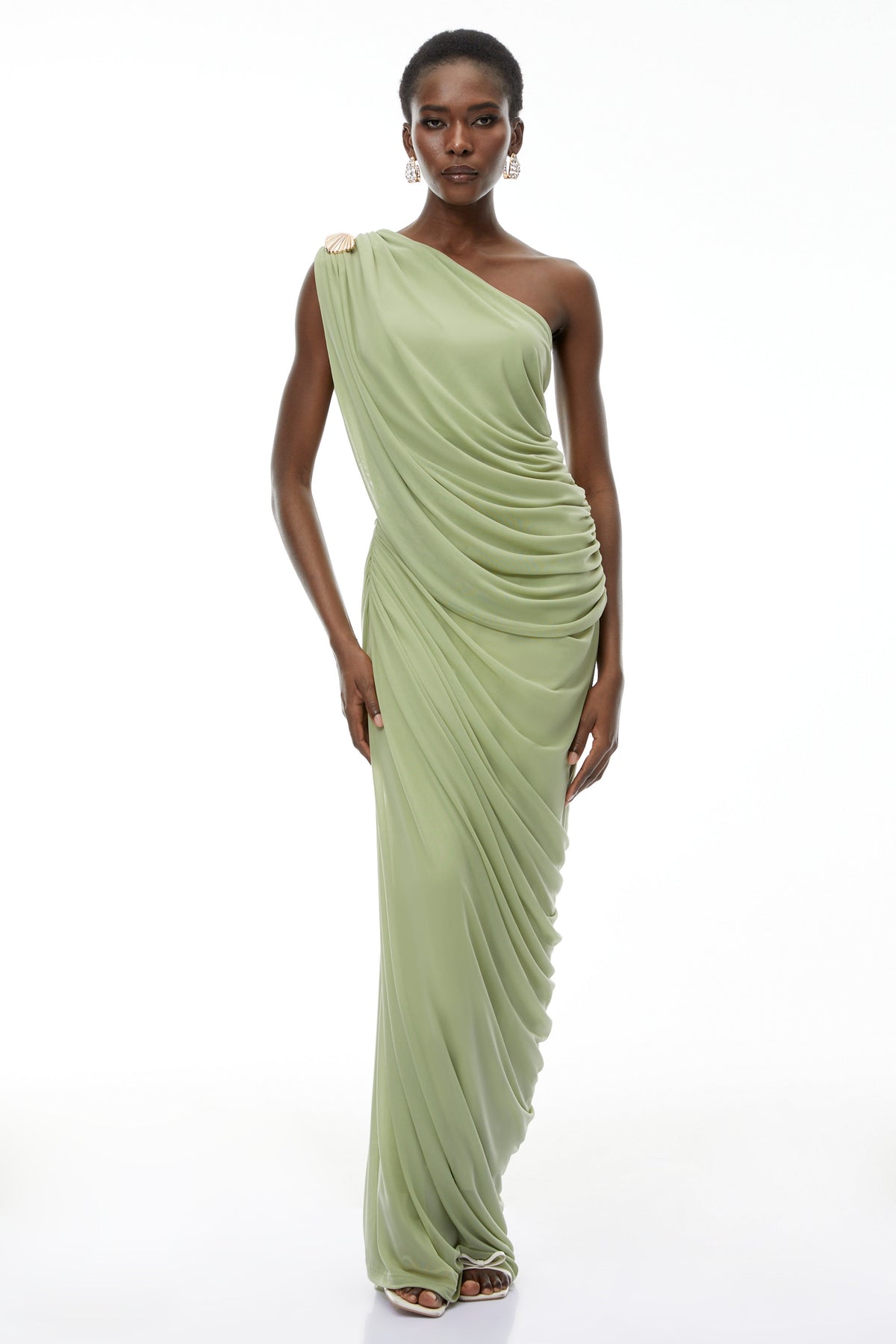 Branwen Green One Shoulder Top & Skirt Set