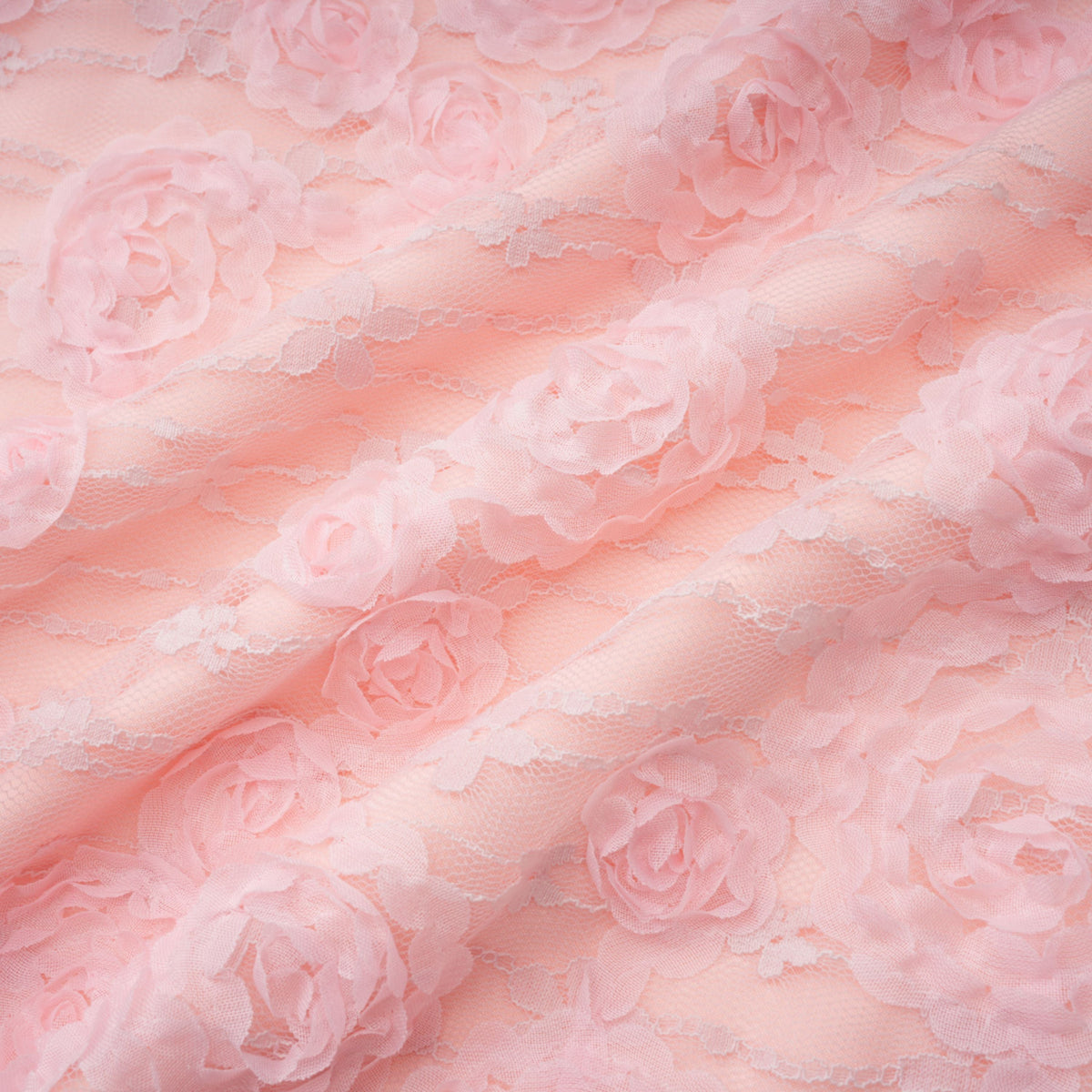 Branwen Pink 3D-Floral Embroidered Lace Maxi Dress