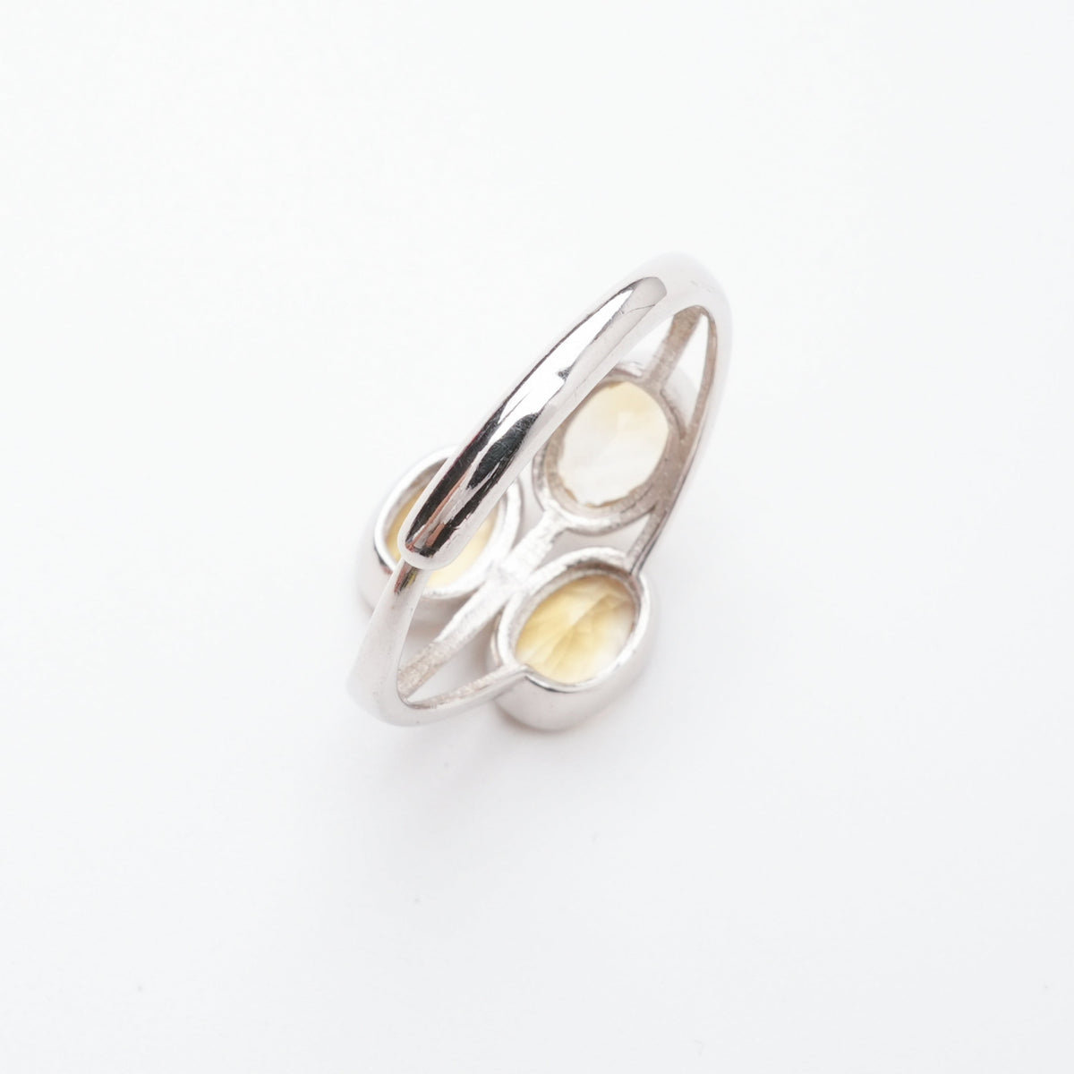 Camila Champagne Oval Cut Three Stone Gemstone Sterling Silver Ring