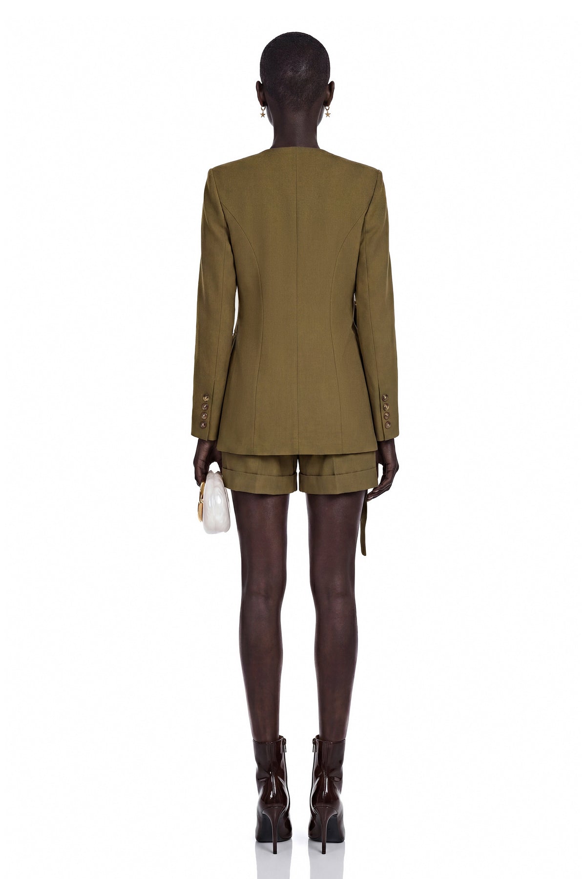 Cecilia Green V-Neck Belted Blazer
