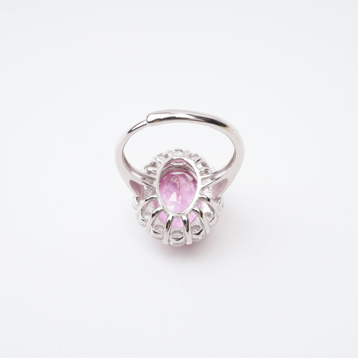 Celeste Red Topaz Oval Cut Halo Sterling Silver Ring