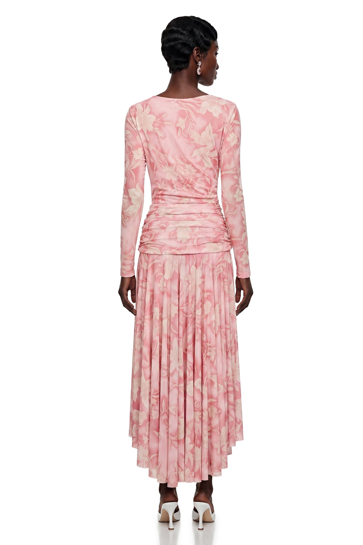 Chantal Pink Floral Print Ruched Maxi Dress