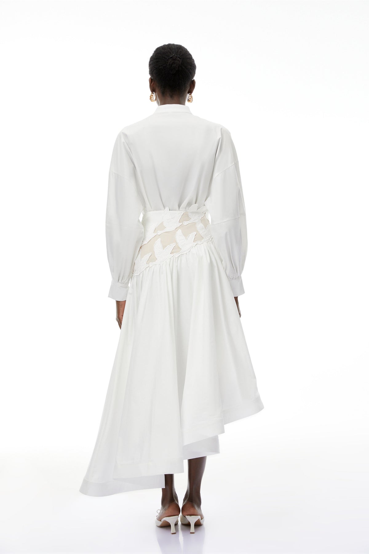 Charlotte White Cut-Out Asymmetrical Blouse & Skirt Set