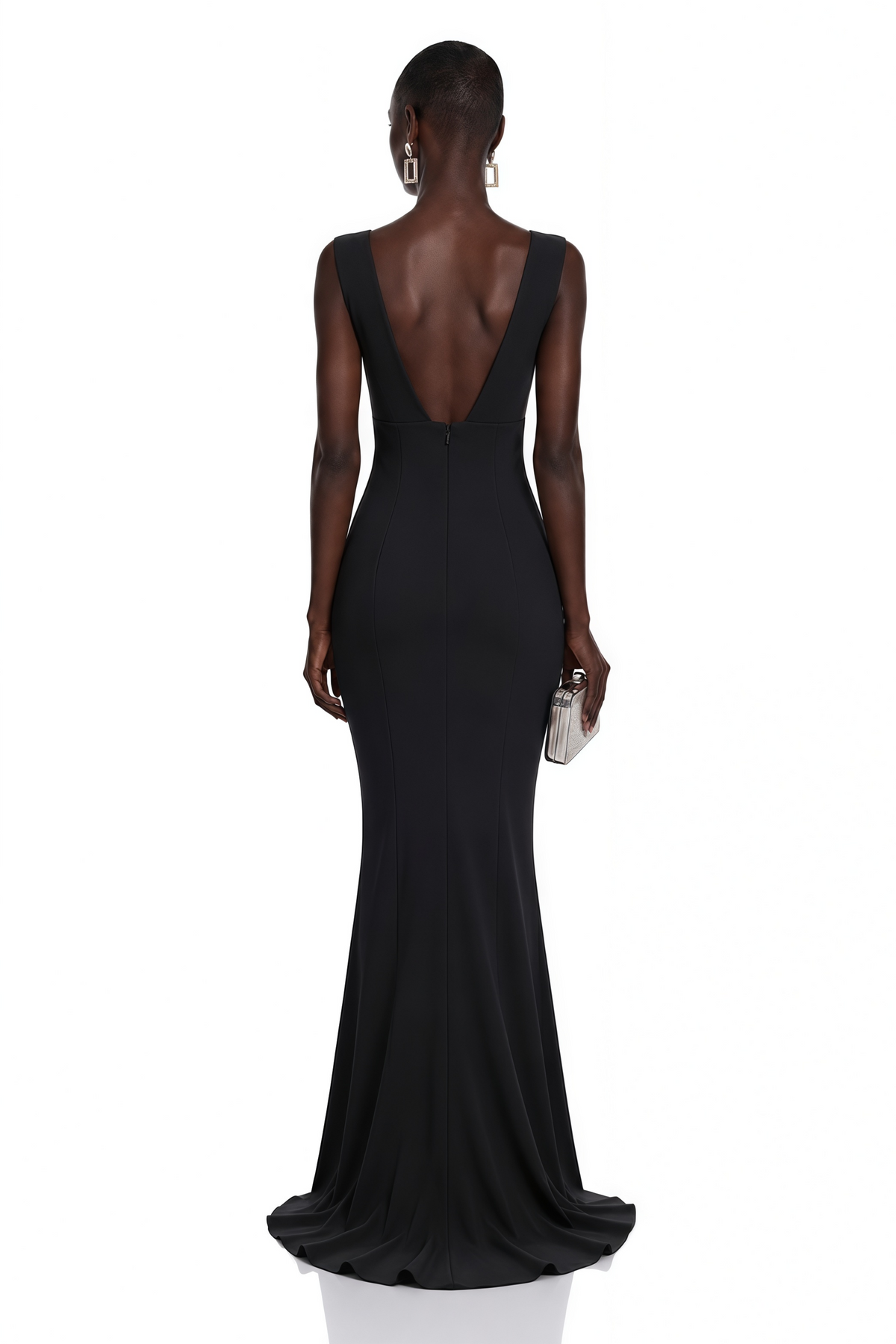 Cherish Black U-Neck Ruched Maxi Dress
