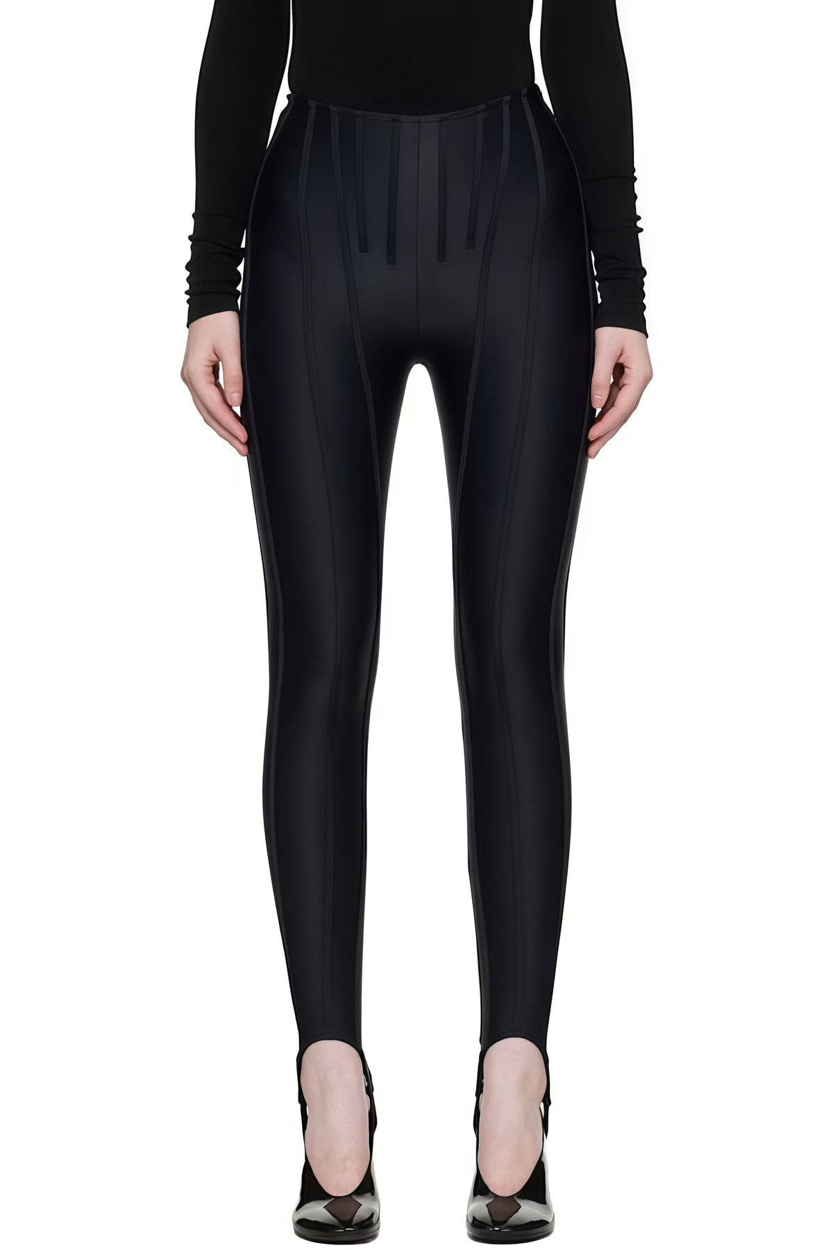 Cordelia Black Decorative Stitching Leggings