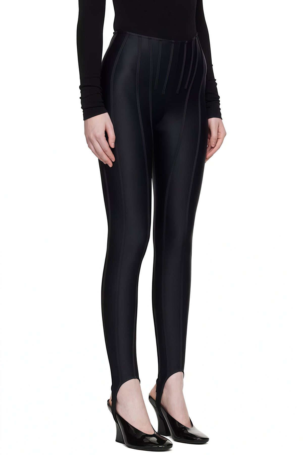 Cordelia Black Decorative Stitching Leggings