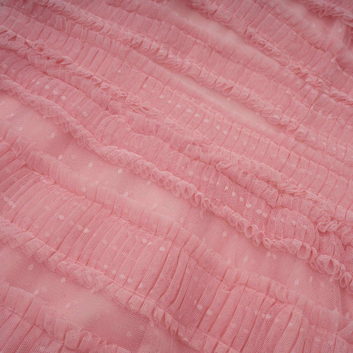 Aimée pink dot-detail ruffled tulle midi dress