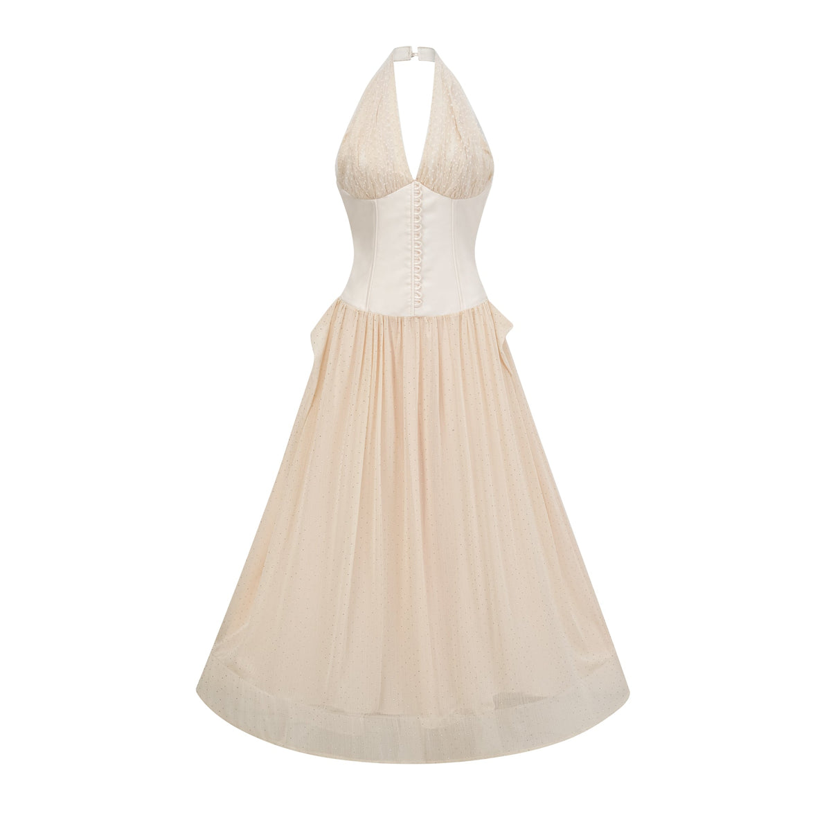 Charlotte halterneck tulle midi dress