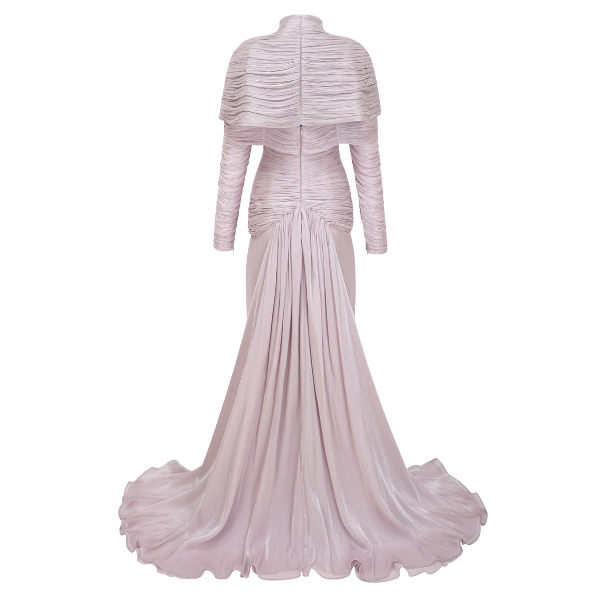 Nerida Silver Turtleneck Ruched Maxi Dress (Final Sale-US Only)