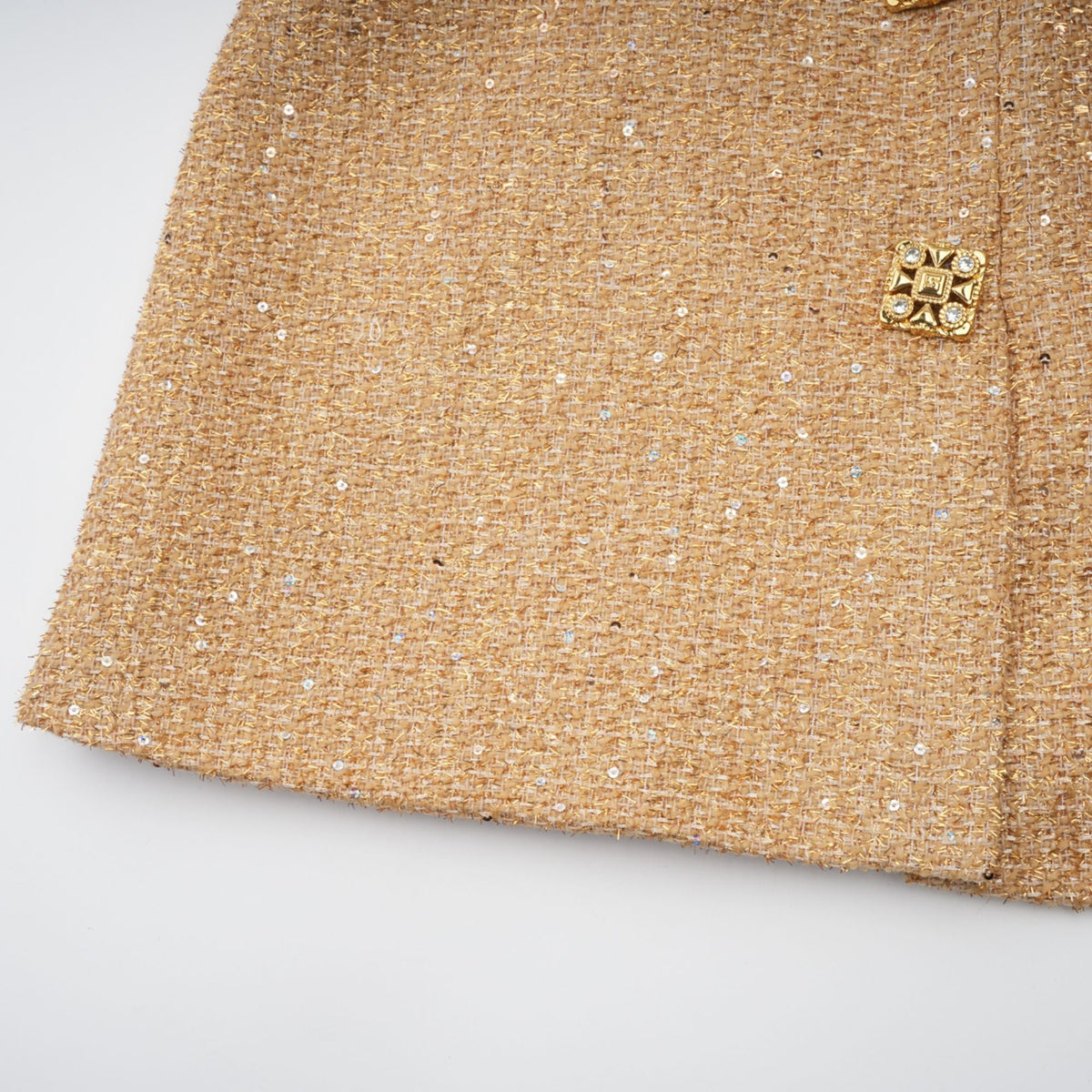 Morgane tweed long-sleeve mini dress - Gold