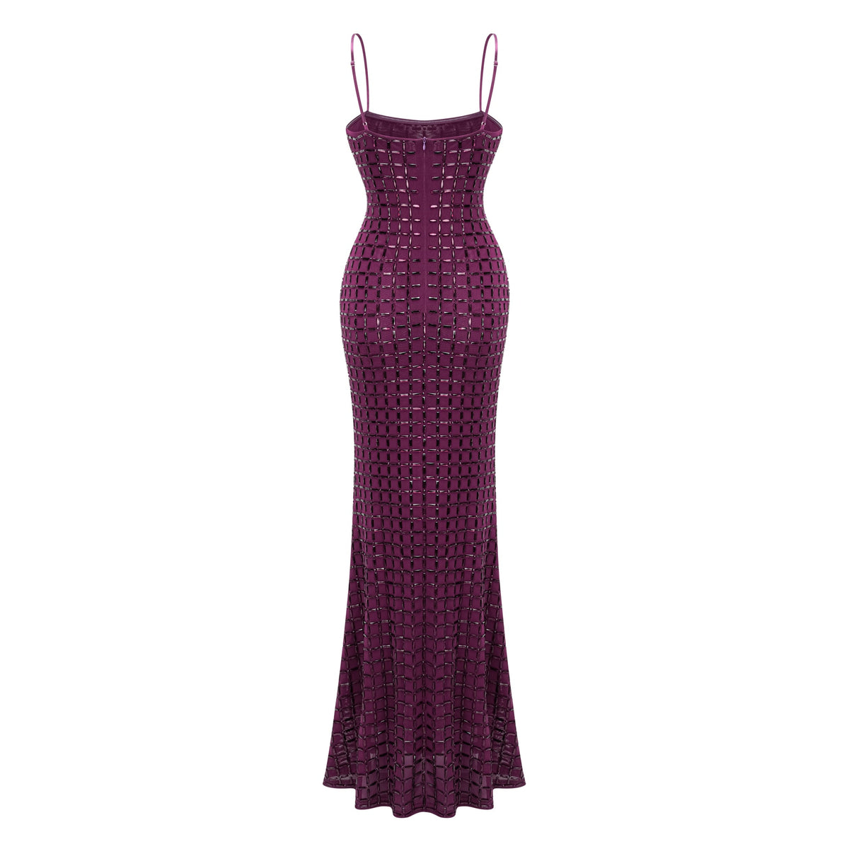 Térébenthine Purple Rhinestone Mesh Maxi Dress (Final Sale-US Only)