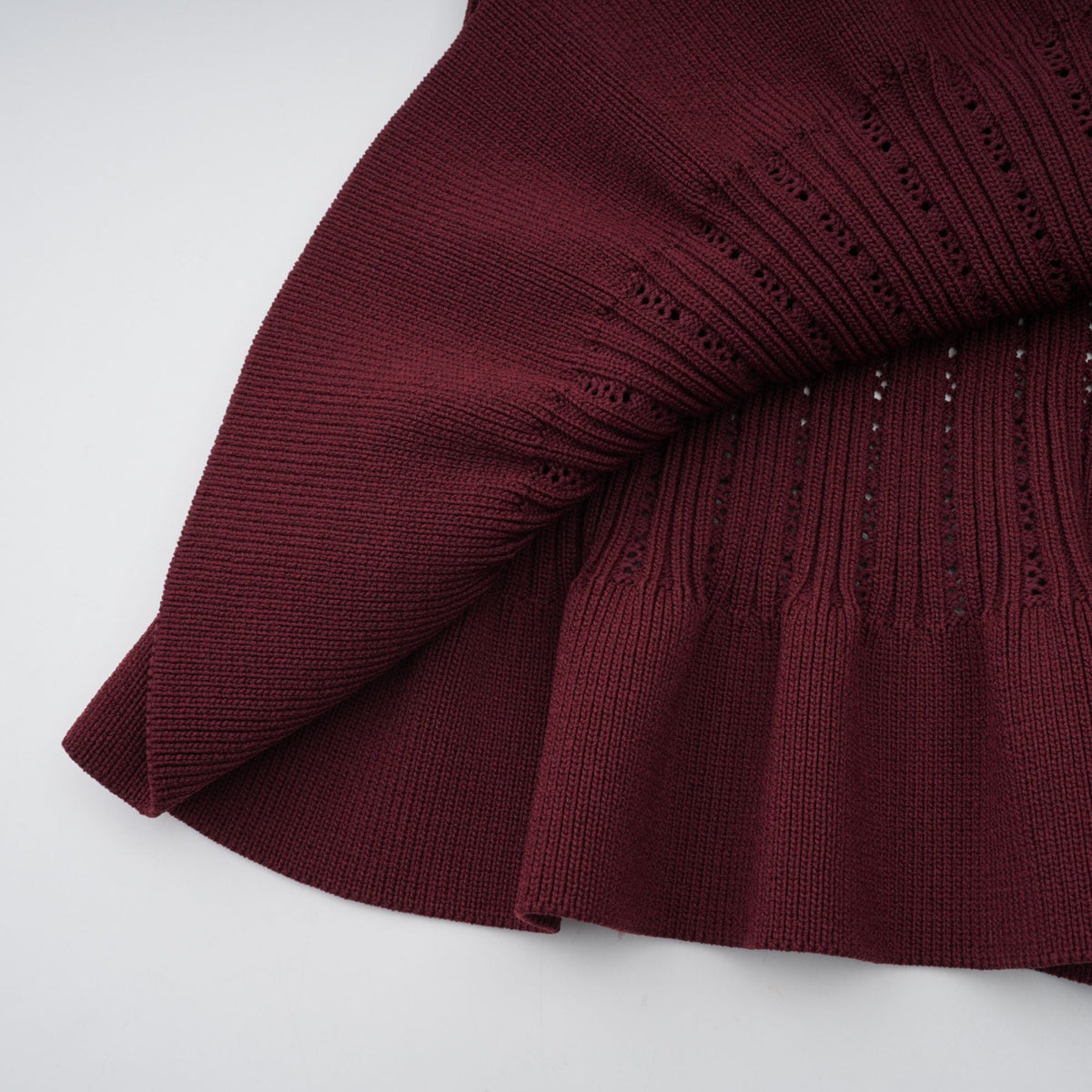 Corrine red ruffled knit top & skirt matching set