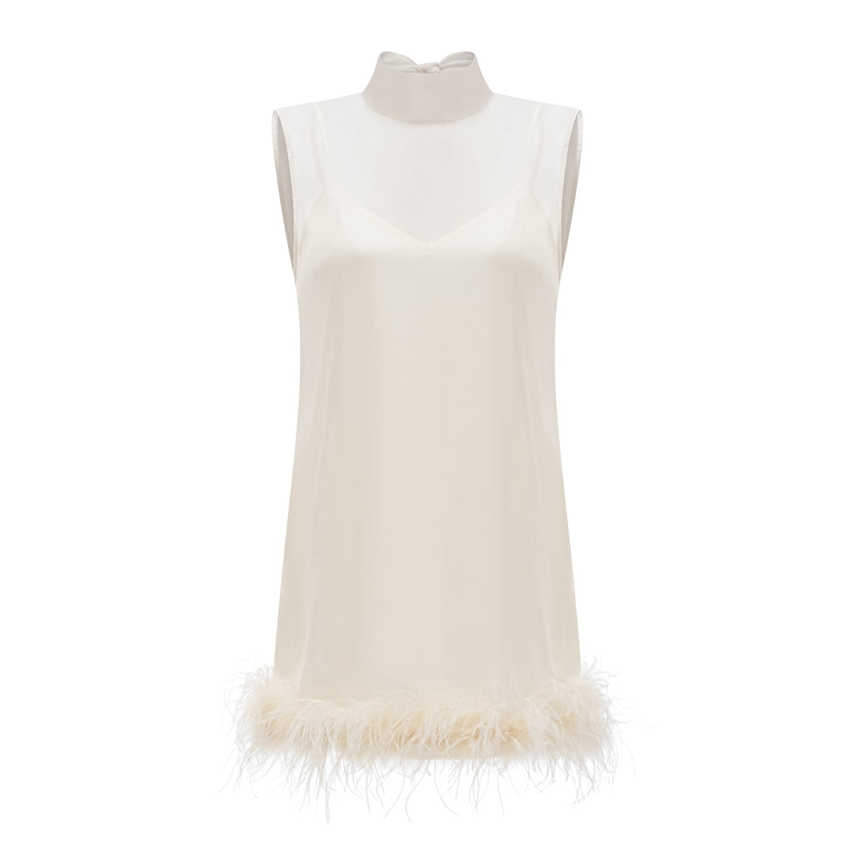 Adrienne White Feather Trim Mini Dress (Final Sale-US Only)