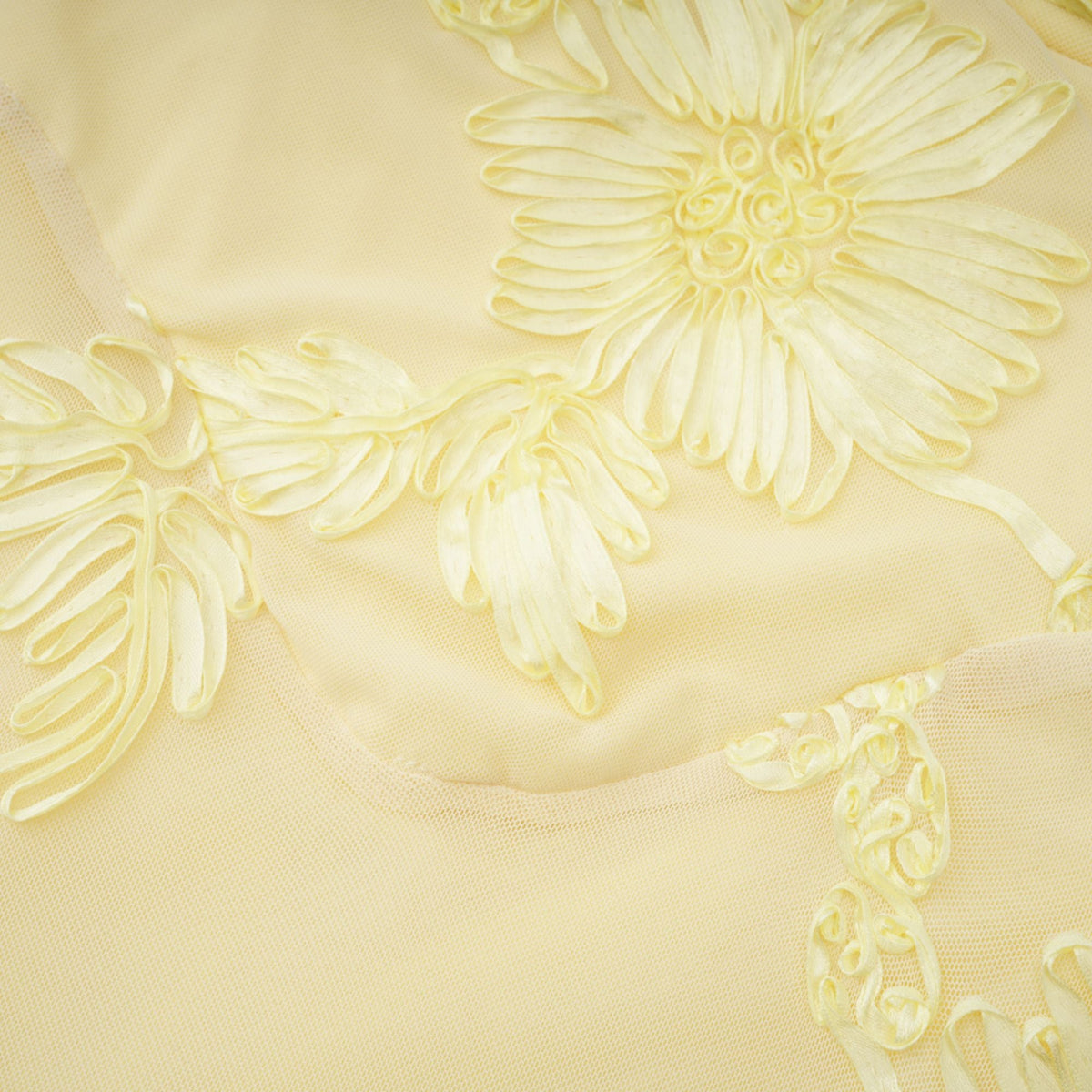 Théoline Yellow Floral Appliqué Corset Maxi Dress (Final Sale-US Only)