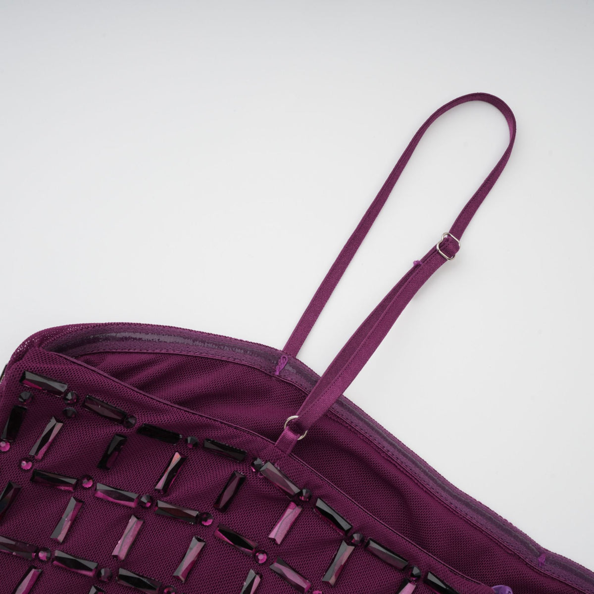 Térébenthine Purple Rhinestone Mesh Maxi Dress (Final Sale-US Only)