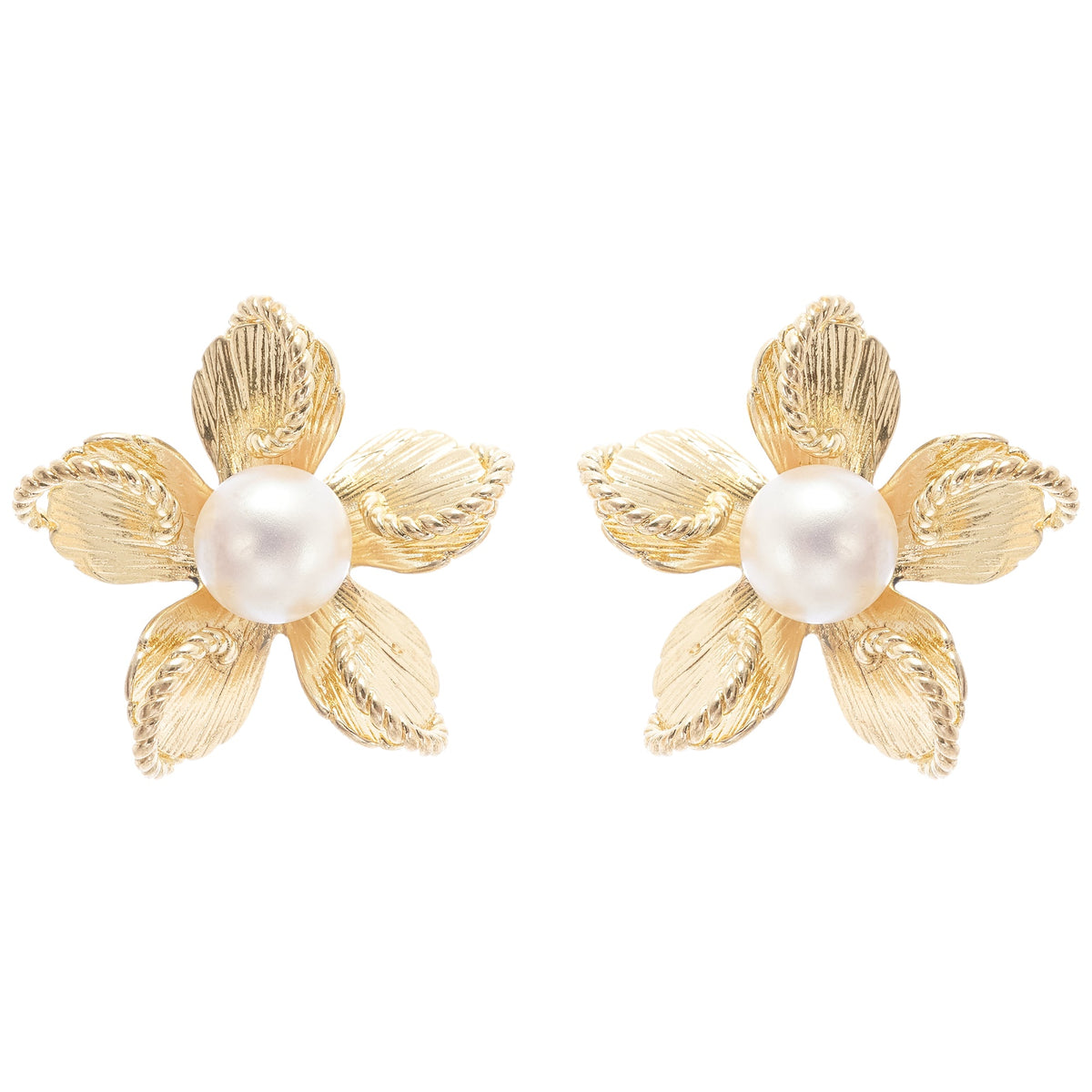 Jeanne floral faux-pearl stud earrings