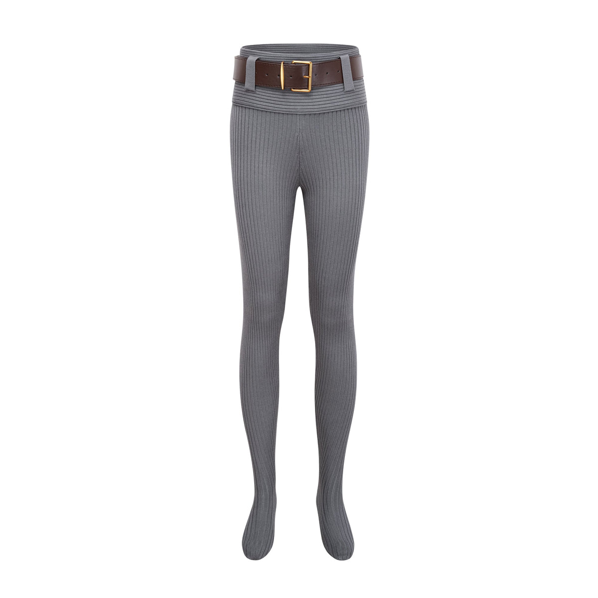 Claire Grey Ribbed Knit Bodysuit & Trousers Set