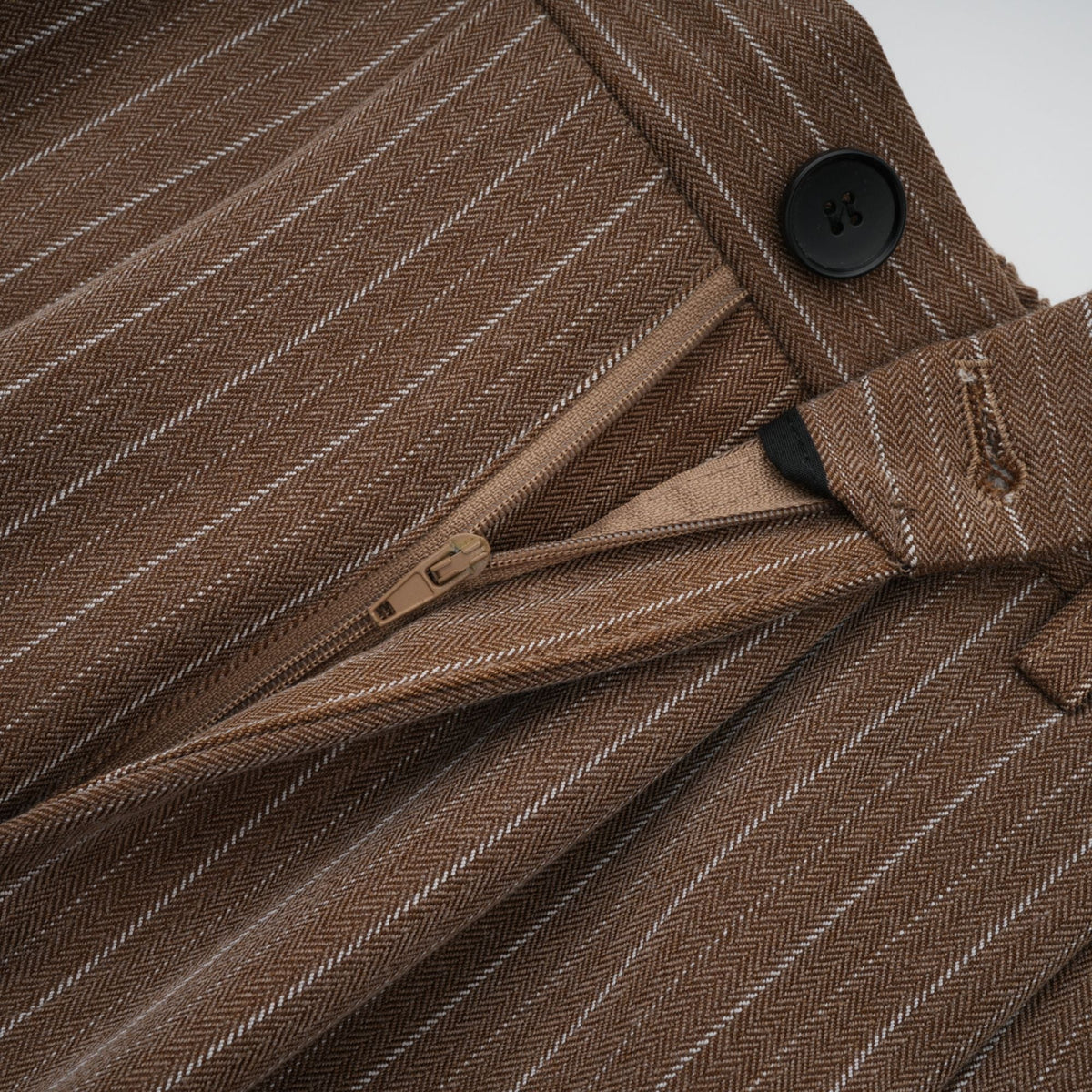 Clémence Brown Striped Trench Coat & Trousers Set - brown