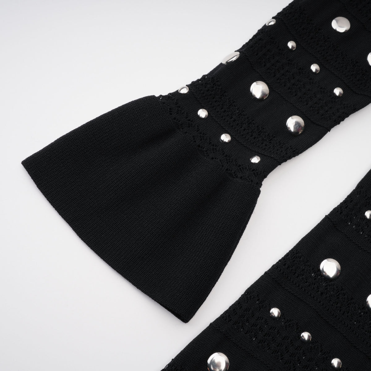 Chloé Black Long Sleeve Studded Crochet Knit Midi dress (Final Sale)
