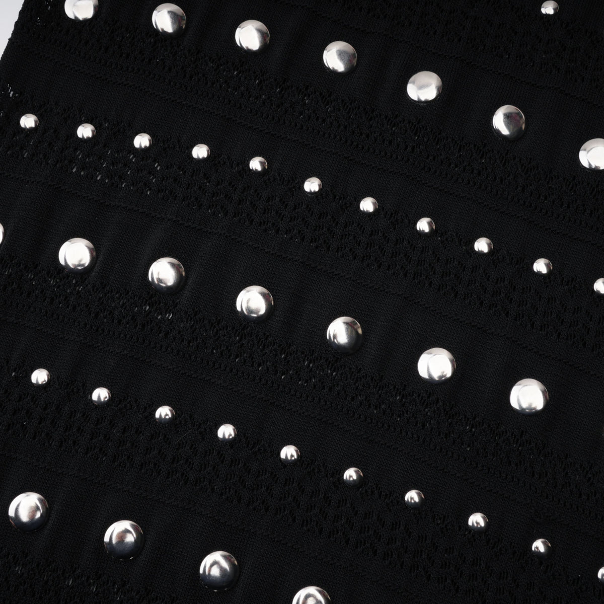 Chloé Black Long Sleeve Studded Crochet Knit Midi dress (Final Sale)