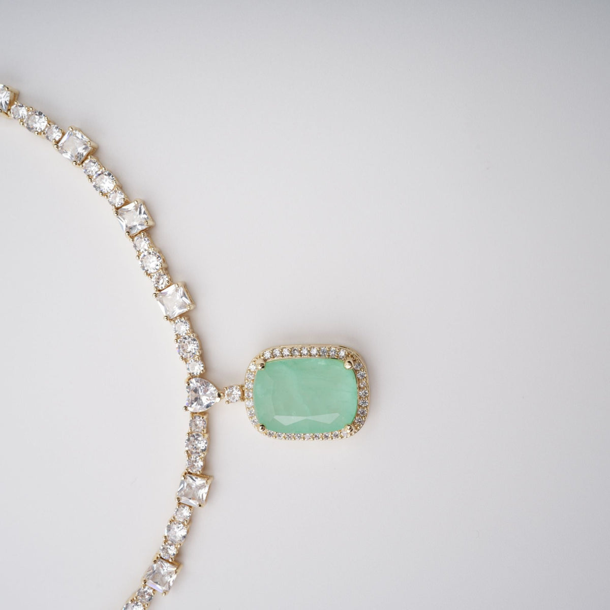 Clémence Gold Tone Oval Gemstone Pendant Necklace