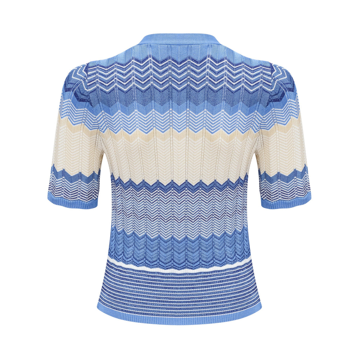 Daniela blue zigzag-design knit top & skirt matching set