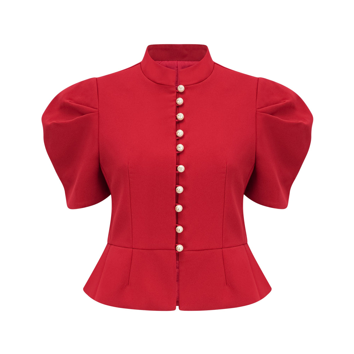 Colette red pleated blouse & skirt matching set