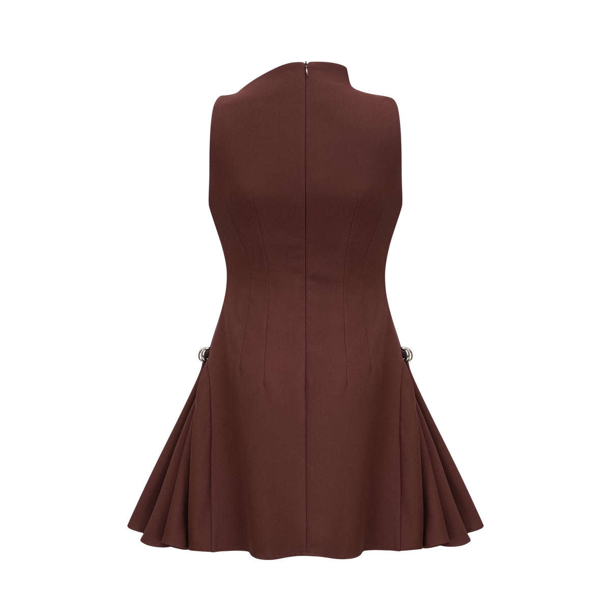 Dora brown asymmetrical-neck puff mini dress (Final Sale-US Only)