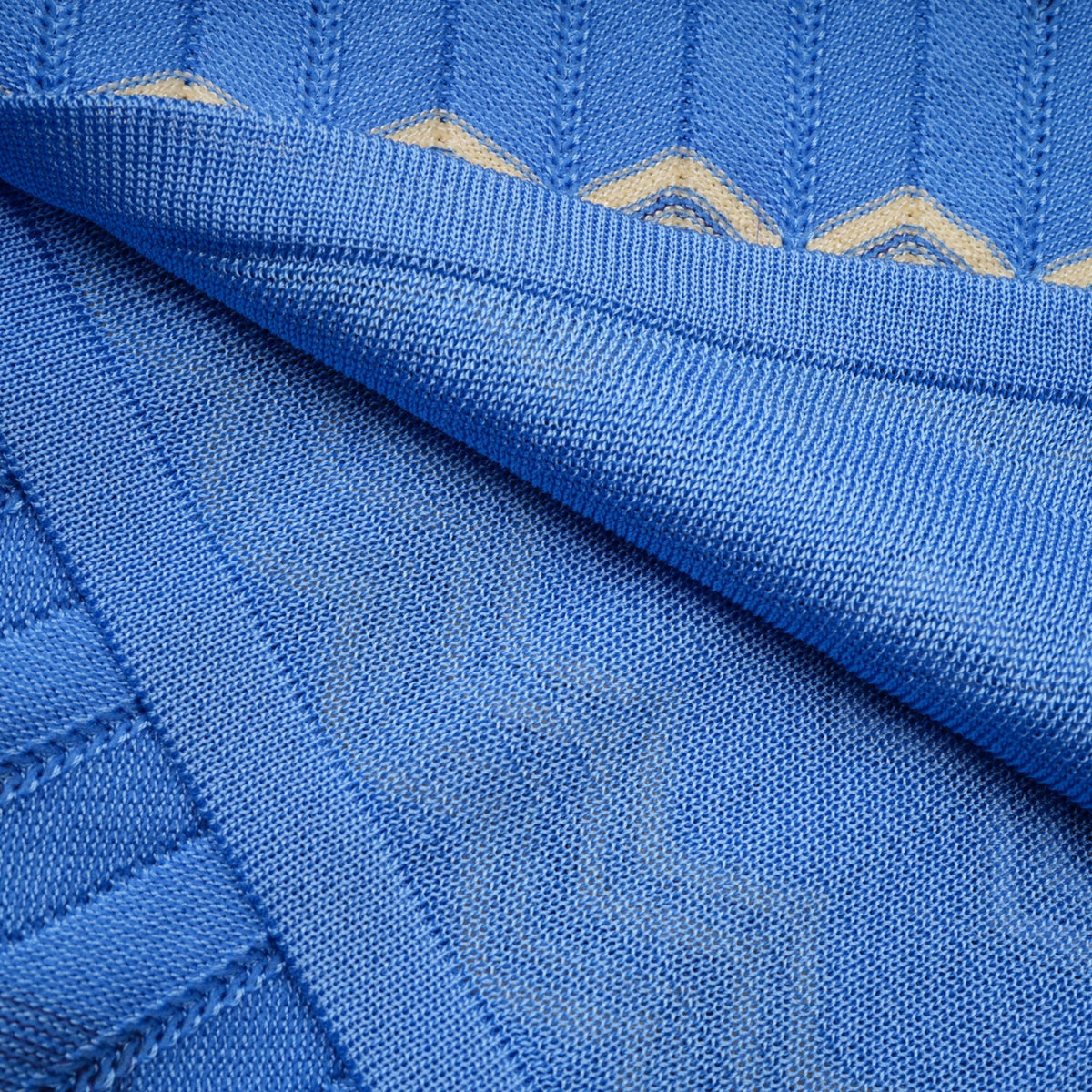 Daniela blue zigzag-design knit top & skirt matching set