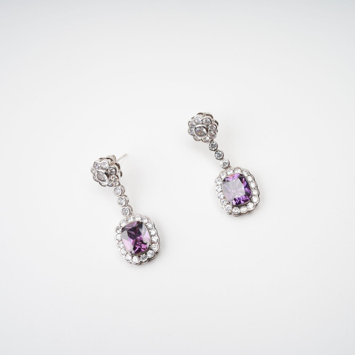Clémence Purple Crystal Embellished Earrings