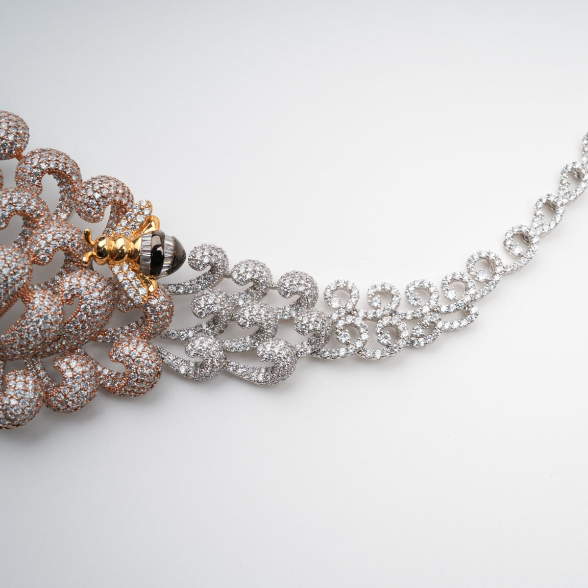 Anthemon Silver Tone Crystal Embellished Necklace