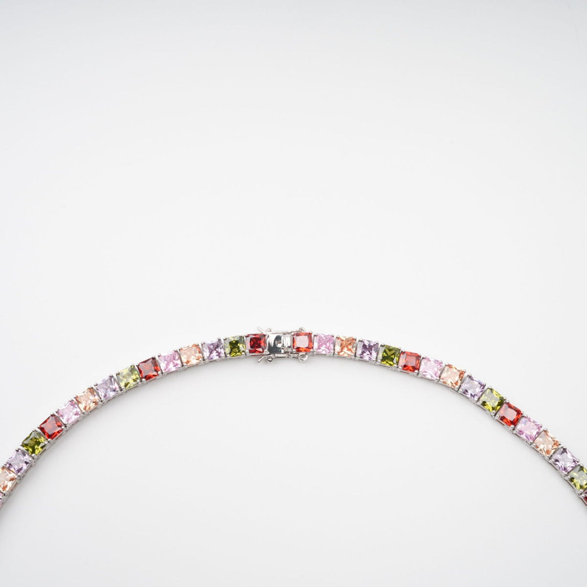 Avril Multicolor Square Cut Crystal Embellished Necklace