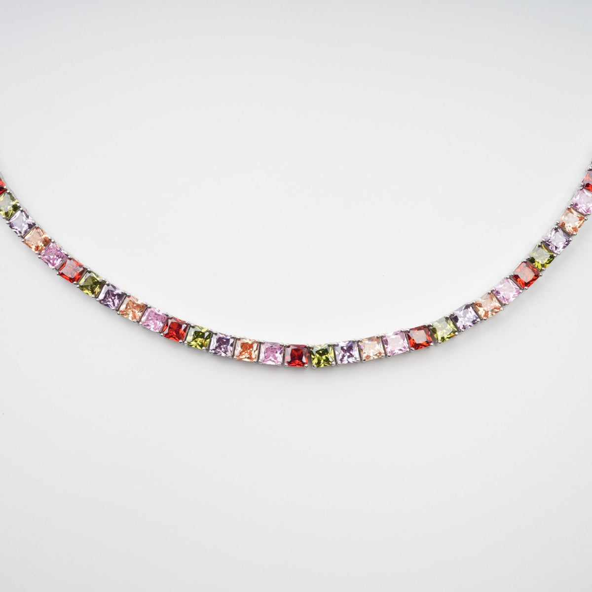 Avril Multicolor Square Cut Crystal Embellished Necklace