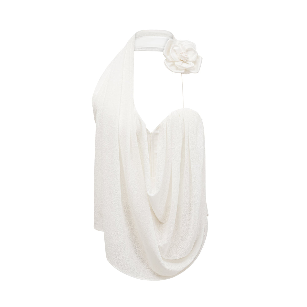 Maeva white halterneck floral-appliqué top