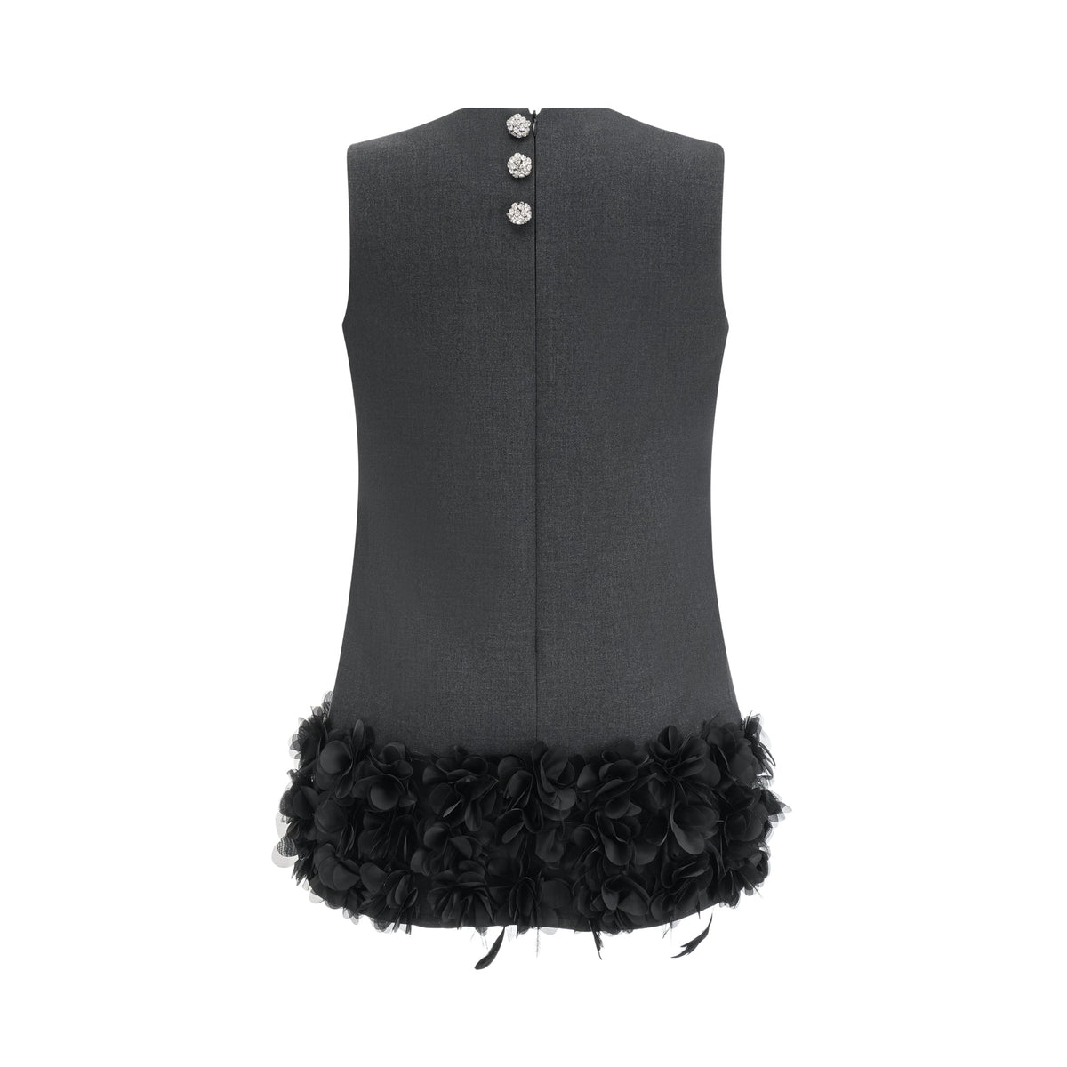 Marianne petal-trim wool mini dress - Black