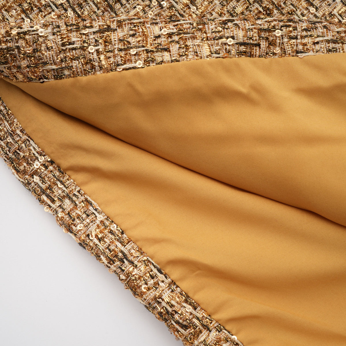 Arna Gold Sweetheart Neckline Tweed Mini Dress (Final Sale-US Only)