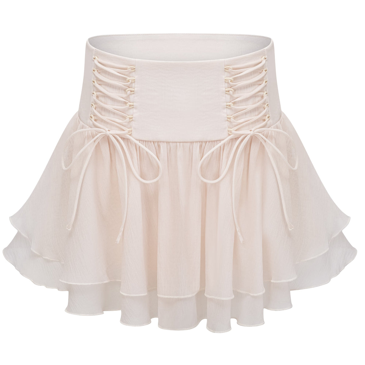Perrine self-tie ruffled blouse & skirt matching set