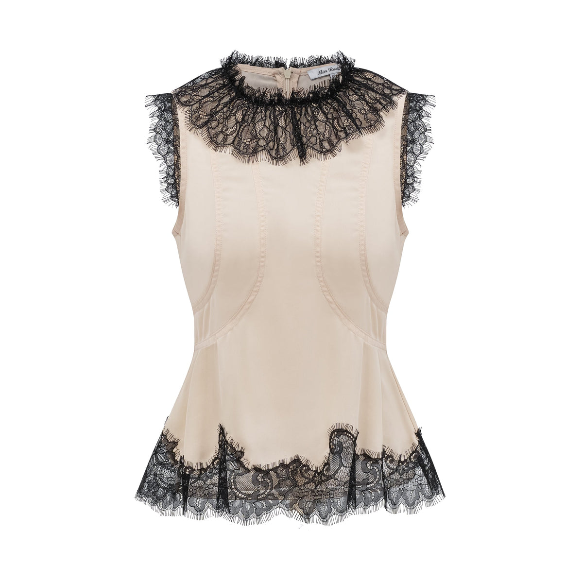 Zsófia Neutral Lace Panel Chiffon Top & Skirt Matching Set (Final Sale)