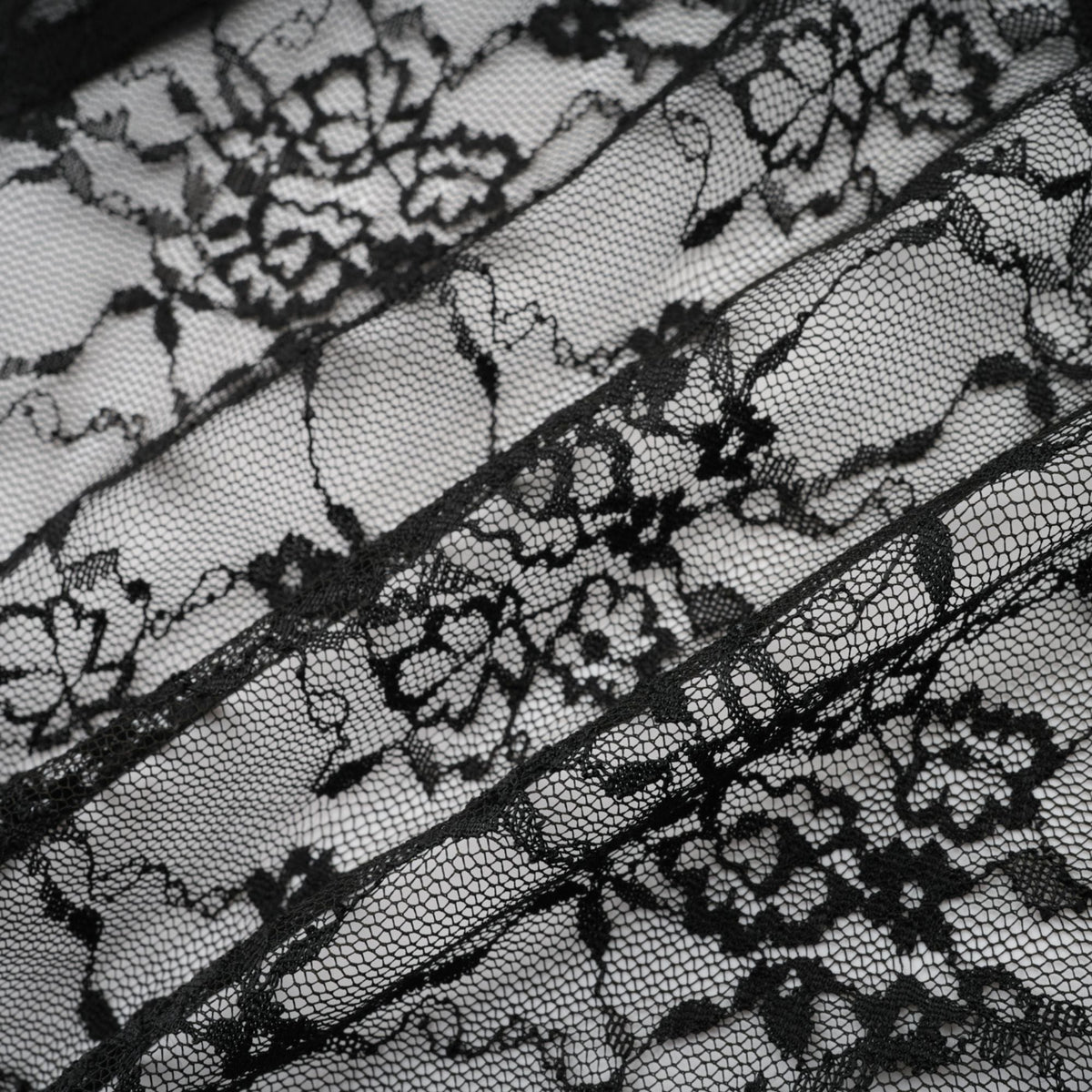 Louise black floral-lace vest & dress matching set (Final Sale-US Only)